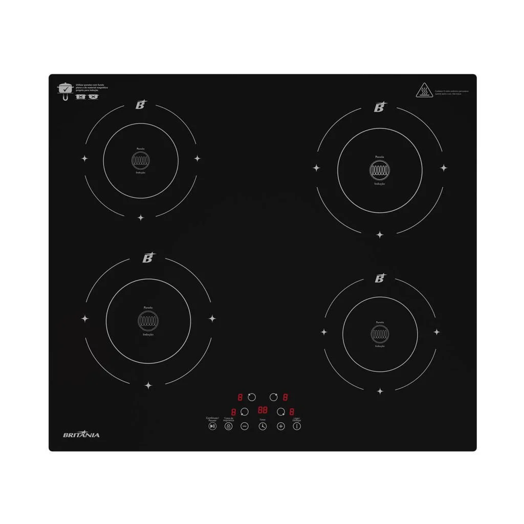 Cooktop de indução Britânia BCTE40A com quatro bocas